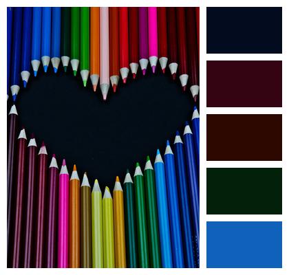 Colored Pencils Multicoloured Heart Image